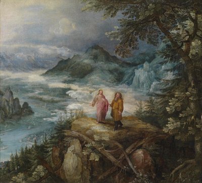 Wide Mountain Landscape with the Temptation of Christ by Jan the Elder Brueghel